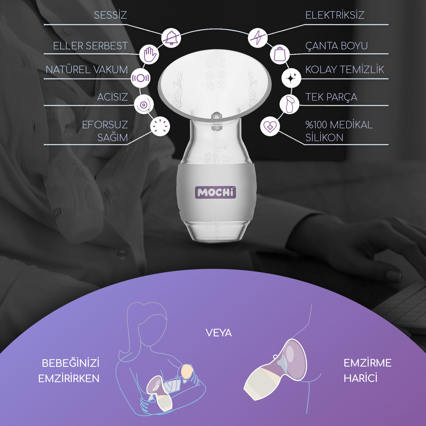 MOCHi Göğüs Pompası (120 mL / 4 Oz)